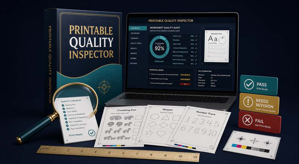 Kids printable prompt creator upsell 2 Printable Quality Inspector product mockup