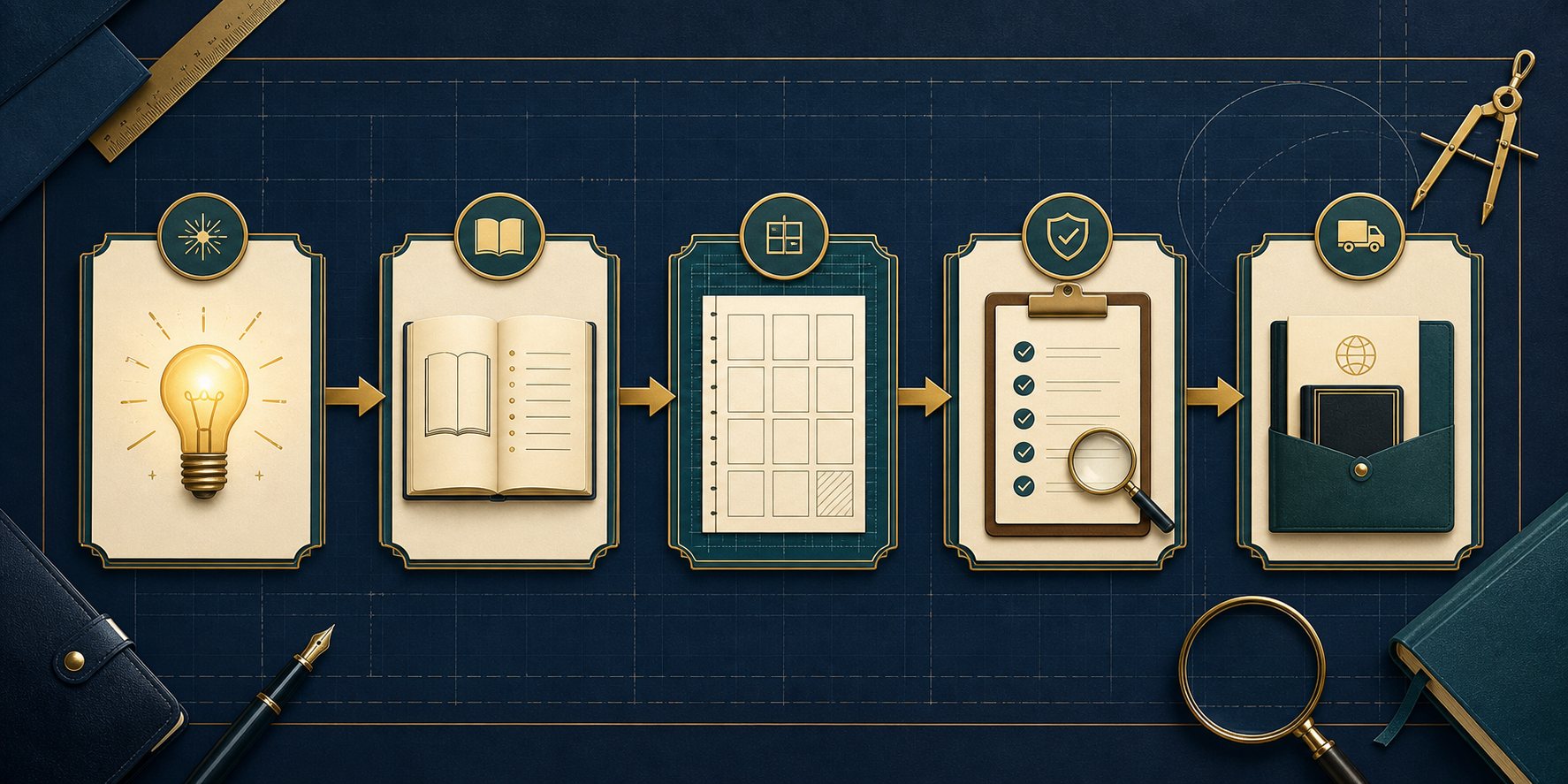 Idea to page plan to AI blueprint to printable page workflow